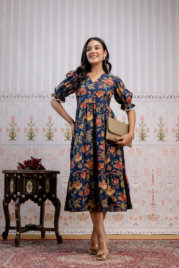Blue_Pure_Cotton_Premium_Midi_Dresses_For_Women