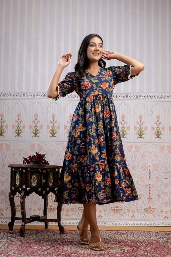 Blue_Pure_Cotton_Premium_Midi_Dresses_For_Women