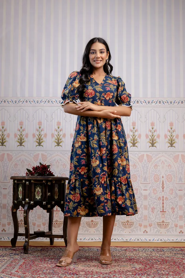Blue_Pure_Cotton_Premium_Midi_Dresses_For_Women
