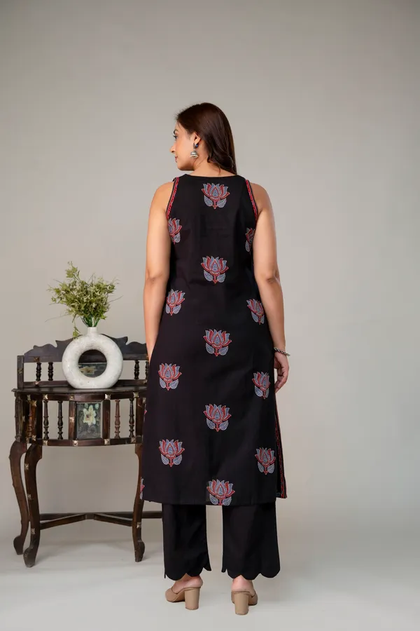 Black_Pure_Cotton_Premium_Straight_Suit_Without_Dupatta_For_Women