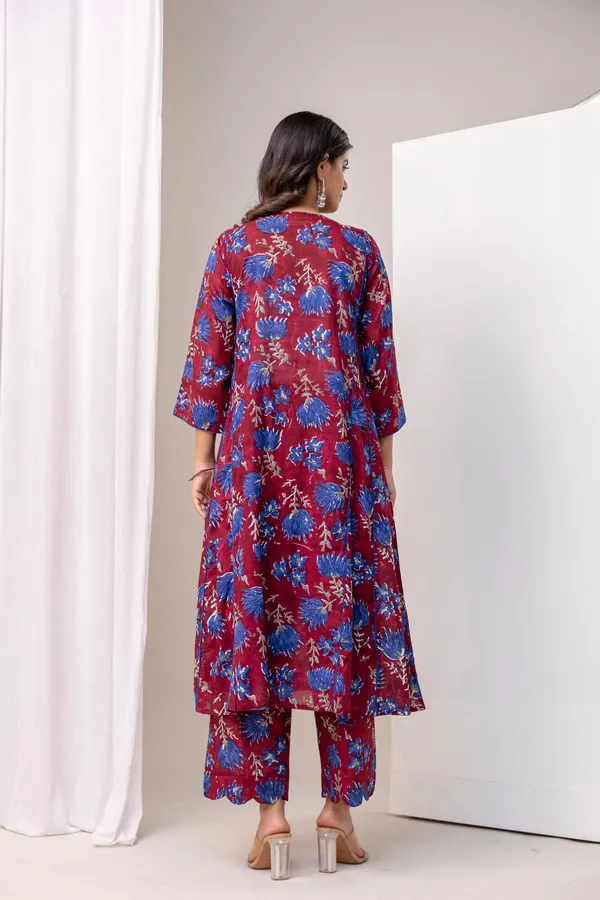 Red_And_Blue_Pure_Cotton_Premium_A_Line_Suit_Without_Dupatta_For_Women