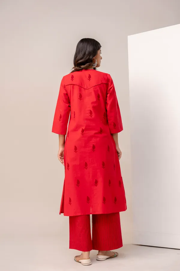 Red_Pure_Cotton_Premium_A_Line_Suit_For_Women