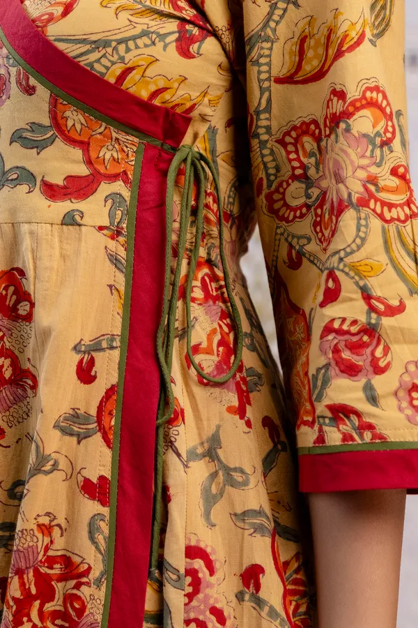 Beige_And_Red_Pure_Cotton_Premium_Angarkha_Set_For_Women