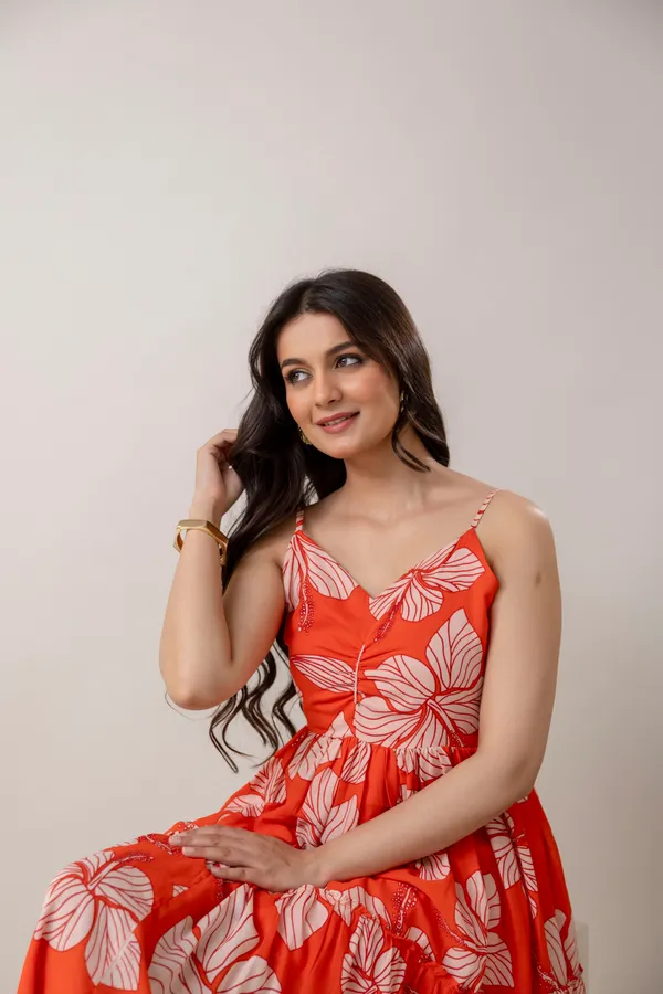 Orange_Pure_Cotton_Premium_Midi_Dresses_For_Women