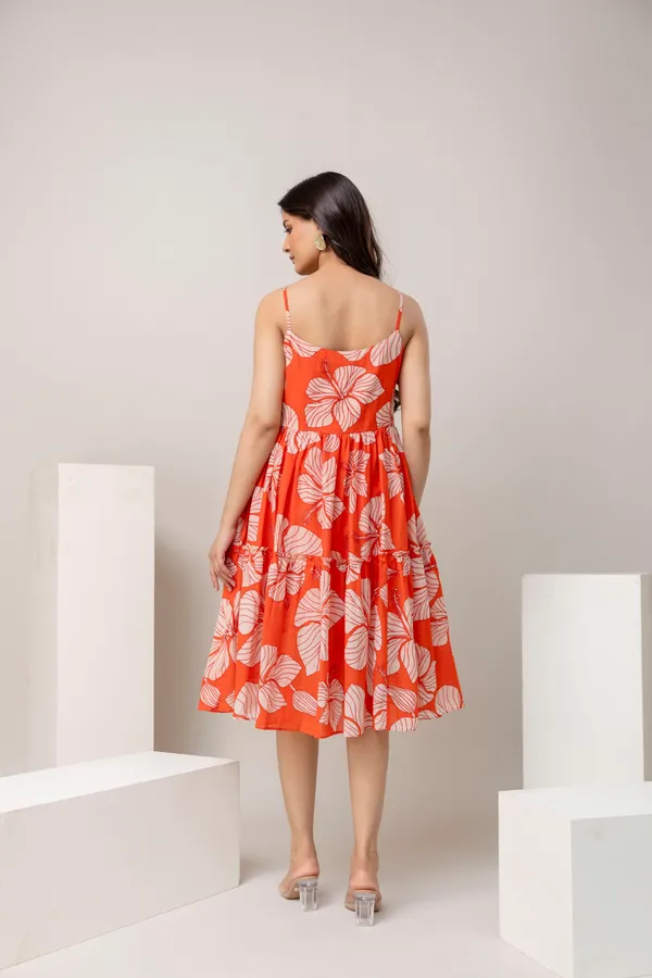 Orange_Pure_Cotton_Premium_Midi_Dresses_For_Women