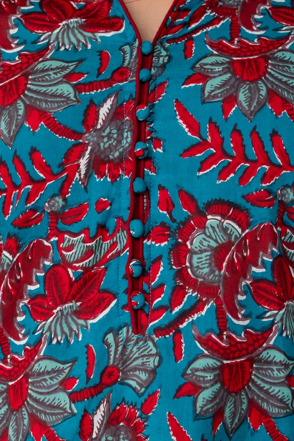 Blue_And_Red_Pure_Cotton_Premium_Coord_Set_For_Women