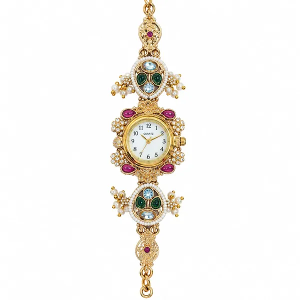 Gold-Tone_Ornate_Analog_Bracelet_Watch_For_Women