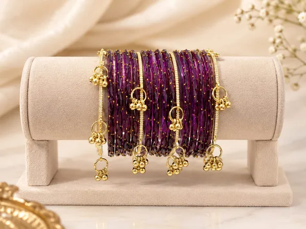 Purple_Gold_Tone_Decorative_Bangle_Set_For_Women