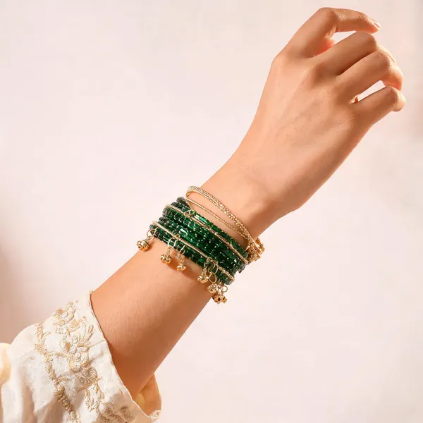 Green_Gold_Glass_Brass_Beaded_Bangle_Set_For_Women