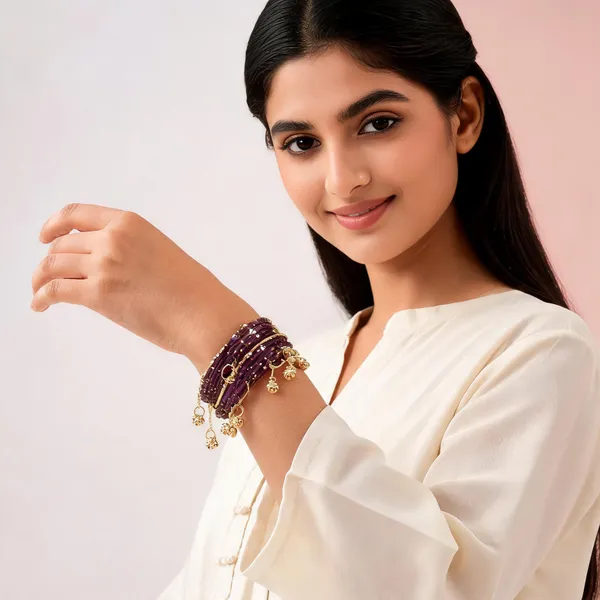 Purple_Gold_Tone_Decorative_Bangle_Set_For_Women