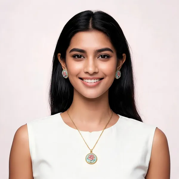 Gold-Tone_Floral_Necklace_And_Earrings_Set_For_Women