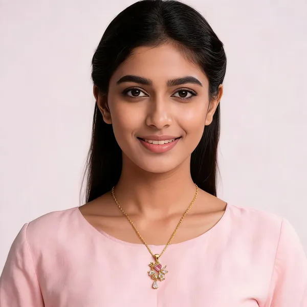 Gold-Tone_Floral_Pendant_Necklace_For_Women