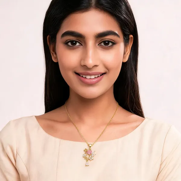 Gold-Tone_Floral_Pendant_Necklace_For_Women