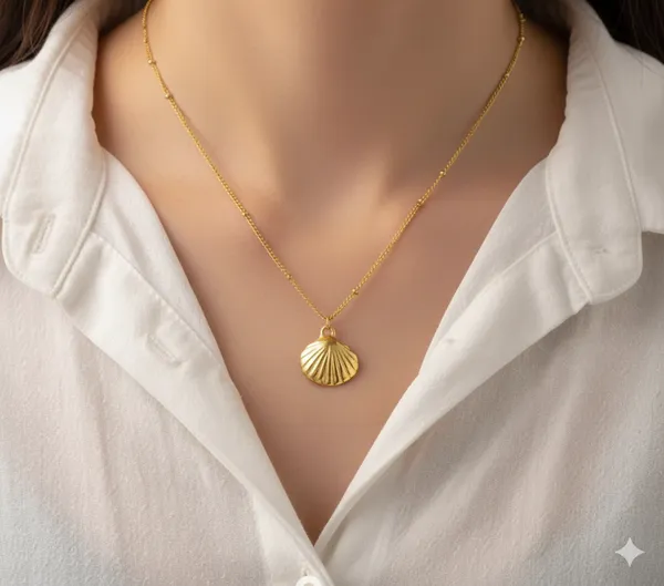 Gold_Tone_Shell_Pendant_Necklace_For_Women