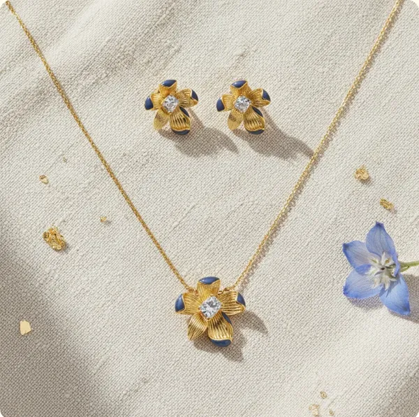 Gold_Tone_Floral_Necklace_And_Earrings_Set_For_Women