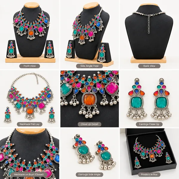 Multicolor_Oxidized_Necklace_&_Matching_Earrings_Set
