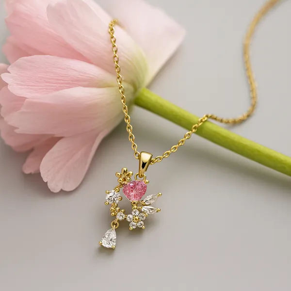 Gold-Tone_Floral_Pendant_Necklace_For_Women