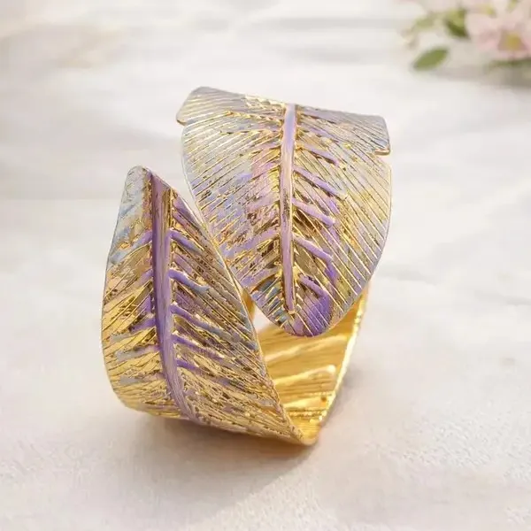 Gold_Tone_Leaf_Design_Cuff_Bracelet_For_Women