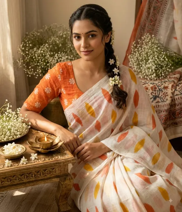 Sunrise_Dots_Pure_Linen_Cotton_Saree