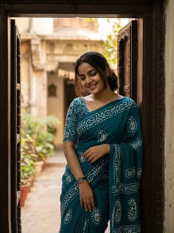 Aqua_Grace_Pure_Linen_Cotton_Saree