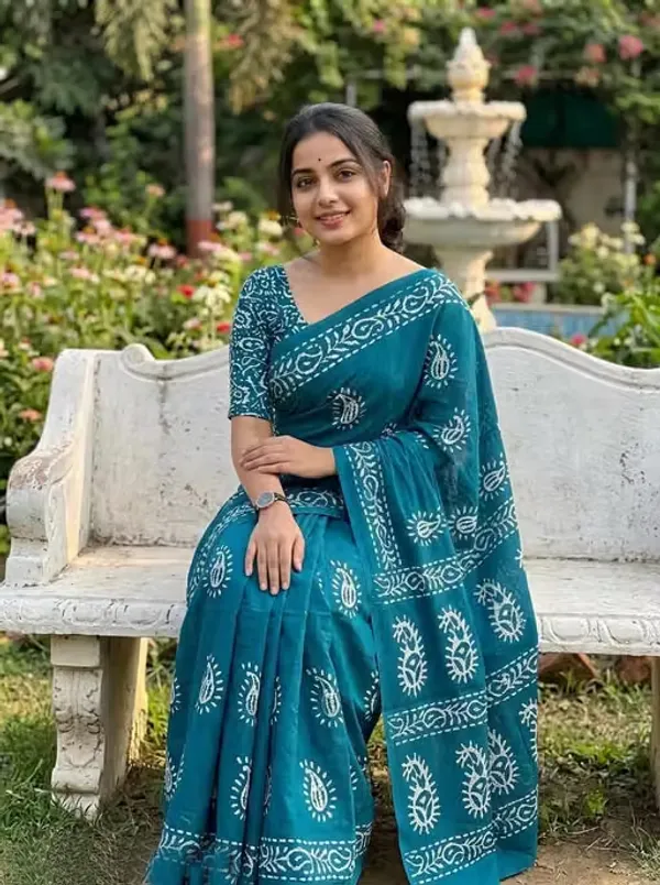 Aqua_Grace_Pure_Linen_Cotton_Saree