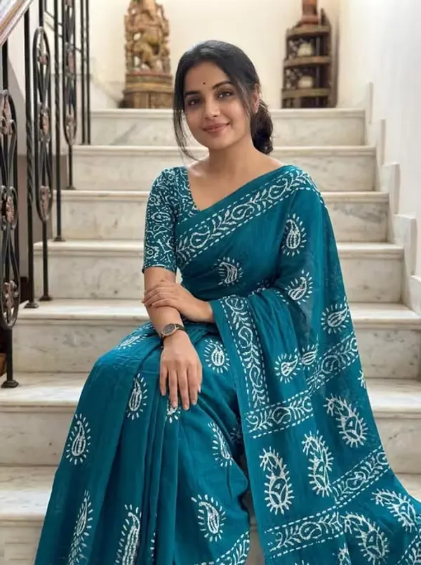 Aqua_Grace_Pure_Linen_Cotton_Saree