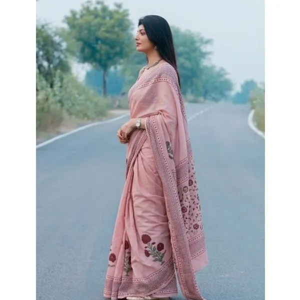 Blush_Bloom_Pure_Linen_Cotton_Saree