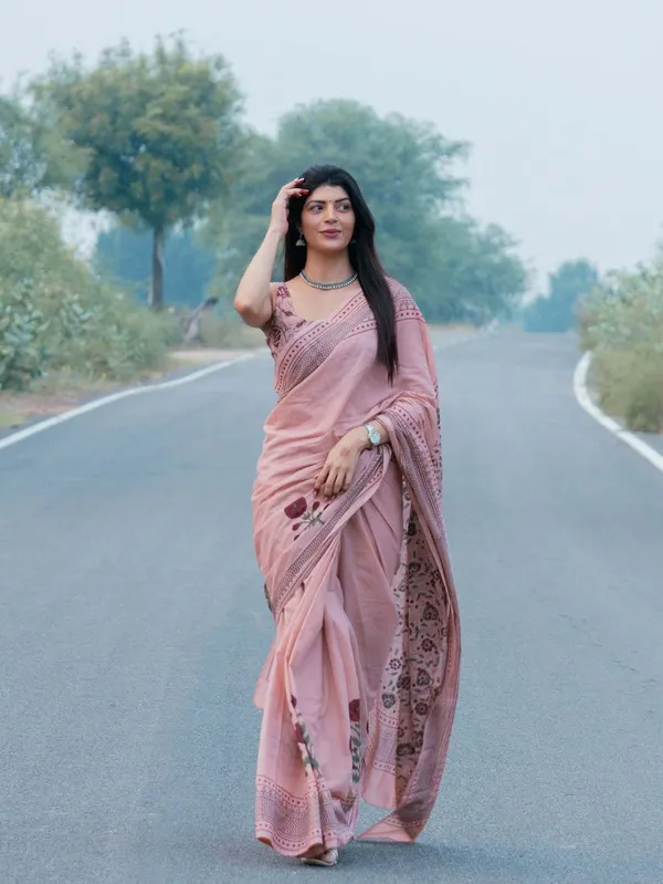 Blush_Bloom_Pure_Linen_Cotton_Saree