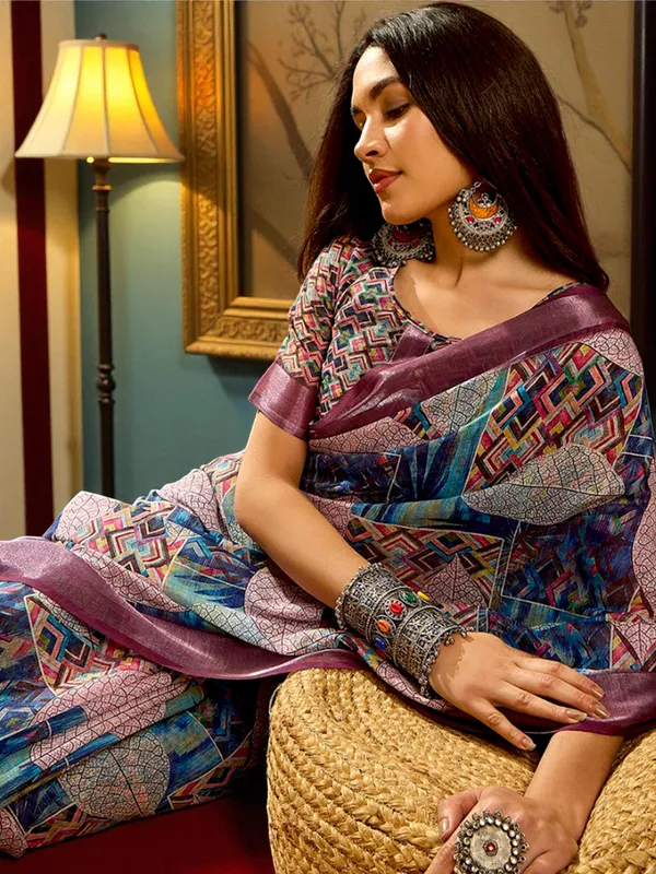 Heritage_Leaf_Weave_LINEN_Saree_|_Artisan_Leaf_Pattern_Saree