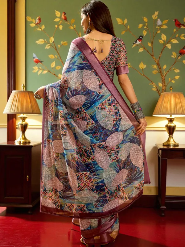 Heritage_Leaf_Weave_LINEN_Saree_|_Artisan_Leaf_Pattern_Saree