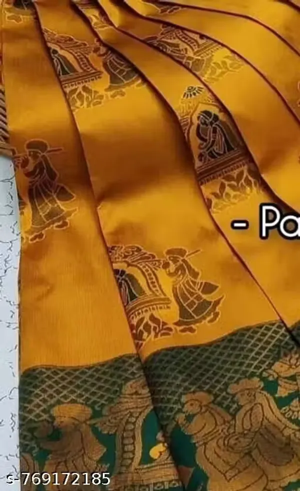 Mustard_Gold_&_Bottle_Green_Jacquard_Silk_Saree_–_Traditional_Baaraat_&_Elephant_Motif_Festive_Saree_with_Blouse_Piece