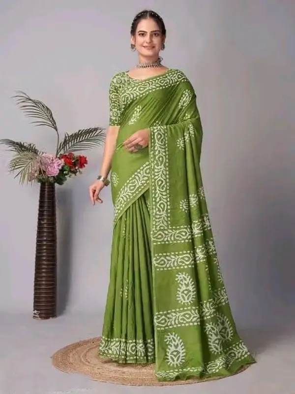 Olive_Elegance_Pure_Linen_Cotton_Saree