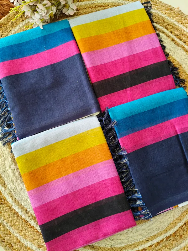 Blue_Premium_Linen_With_Traditional_Jalar_And_Contemporary_Design_Saree_For_Women