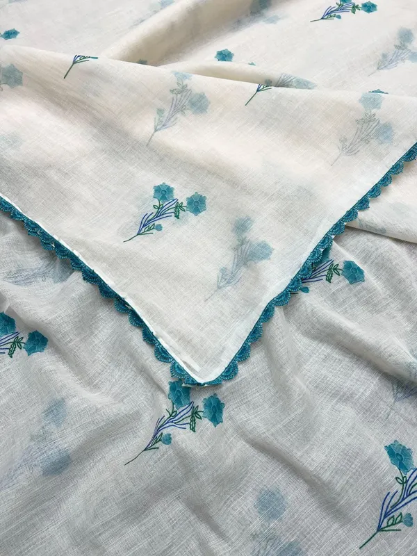 White_Luxury_Linen_With_Elegant_Design_And_Handmade_Finish_Saree_For_Women