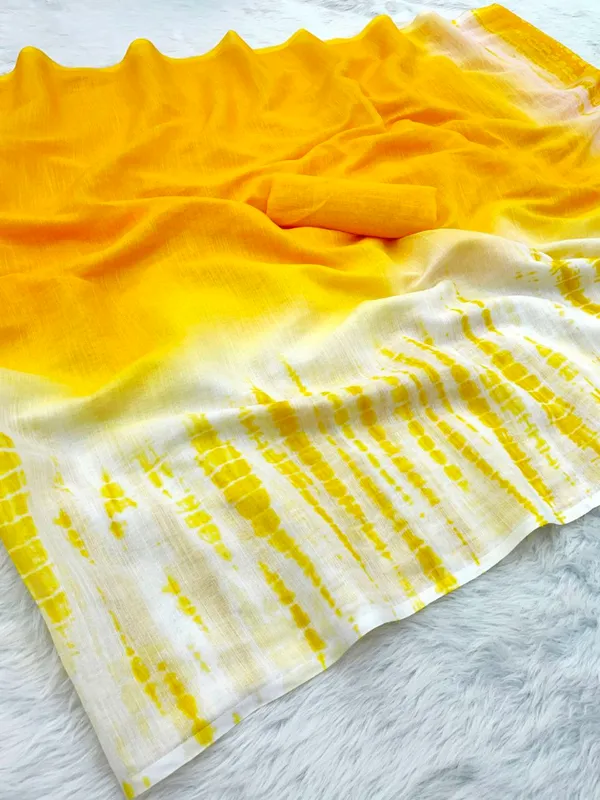 Yellow_Premium_Linen_With_Modern_Digital_Print_And_Jalar_Art_Saree_For_Women
