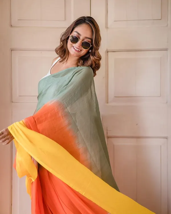 Multicolor_Luxury_Linen_With_Traditional_Jalar_&_Modern_Prints_Saree_For_Women