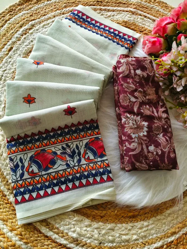 Cream_Premium_Linen_With_Elegant_Fall_And_Design_Saree_For_Women
