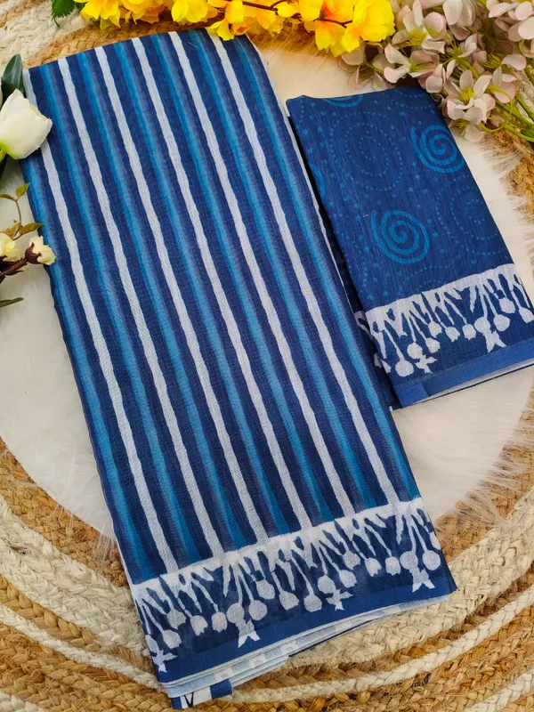 Blue_Luxury_Linen_With_Digital_Print_Saree_For_Women