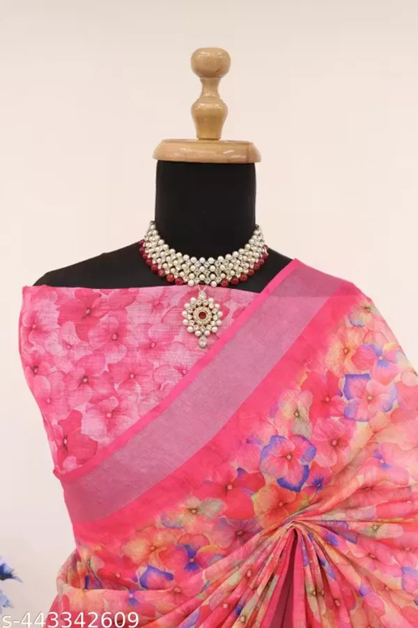 Pink_Floral_LINEN_Saree_for_Women_|_Designer_Festive_&_Party_Wear_Saree