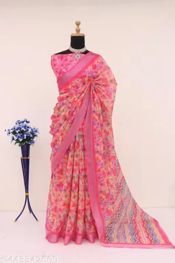 Pink_Floral_LINEN_Saree_for_Women_|_Designer_Festive_&_Party_Wear_Saree