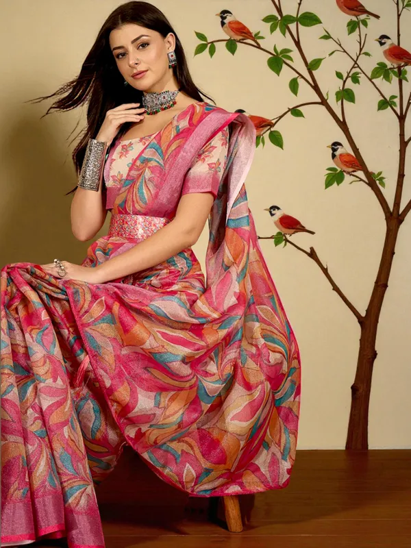 Rosé_Petal_Symphony_LINEN_Saree