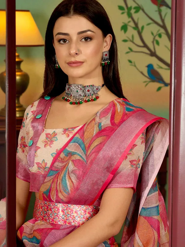 Rosé_Petal_Symphony_LINEN_Saree