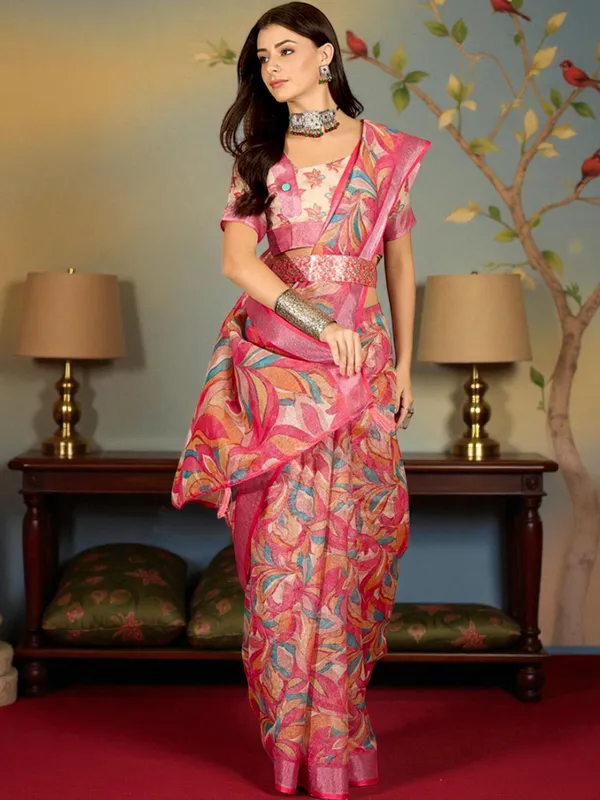 Rosé_Petal_Symphony_LINEN_Saree