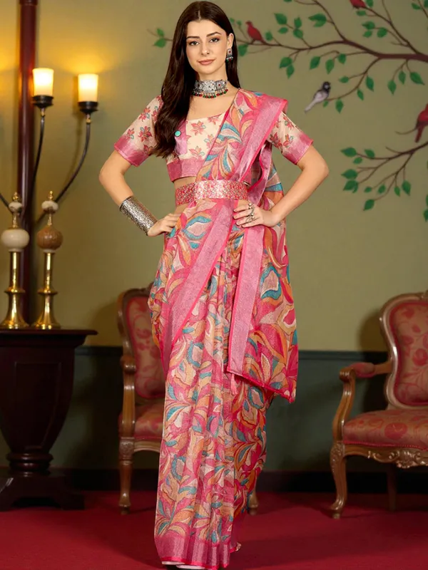 Rosé_Petal_Symphony_LINEN_Saree