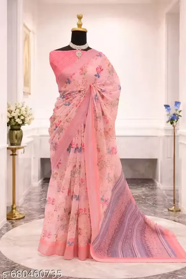 Rose_Pink_Floral_LINEN_Saree_for_Women_|_Designer_Festive_&_Party_Wear_Saree