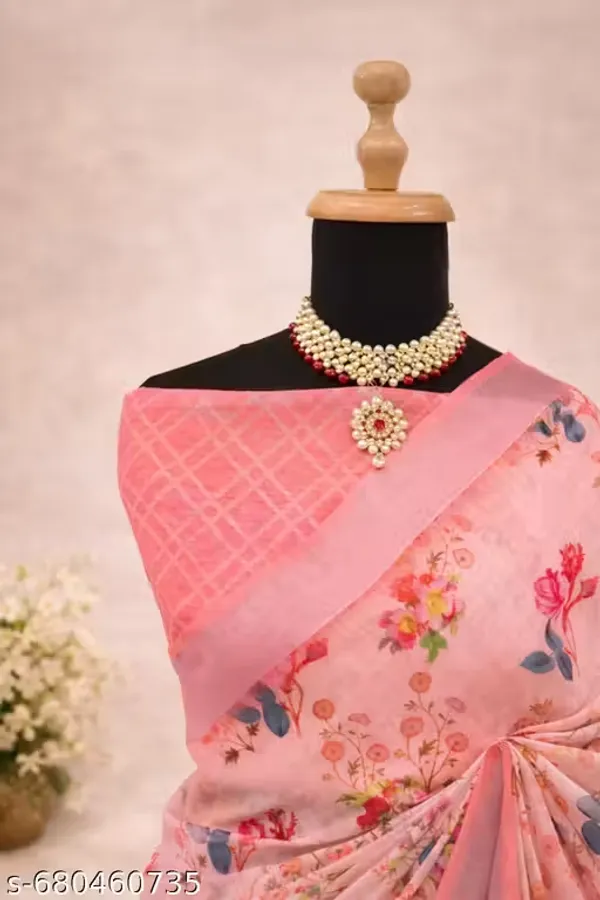Rose_Pink_Floral_LINEN_Saree_for_Women_|_Designer_Festive_&_Party_Wear_Saree