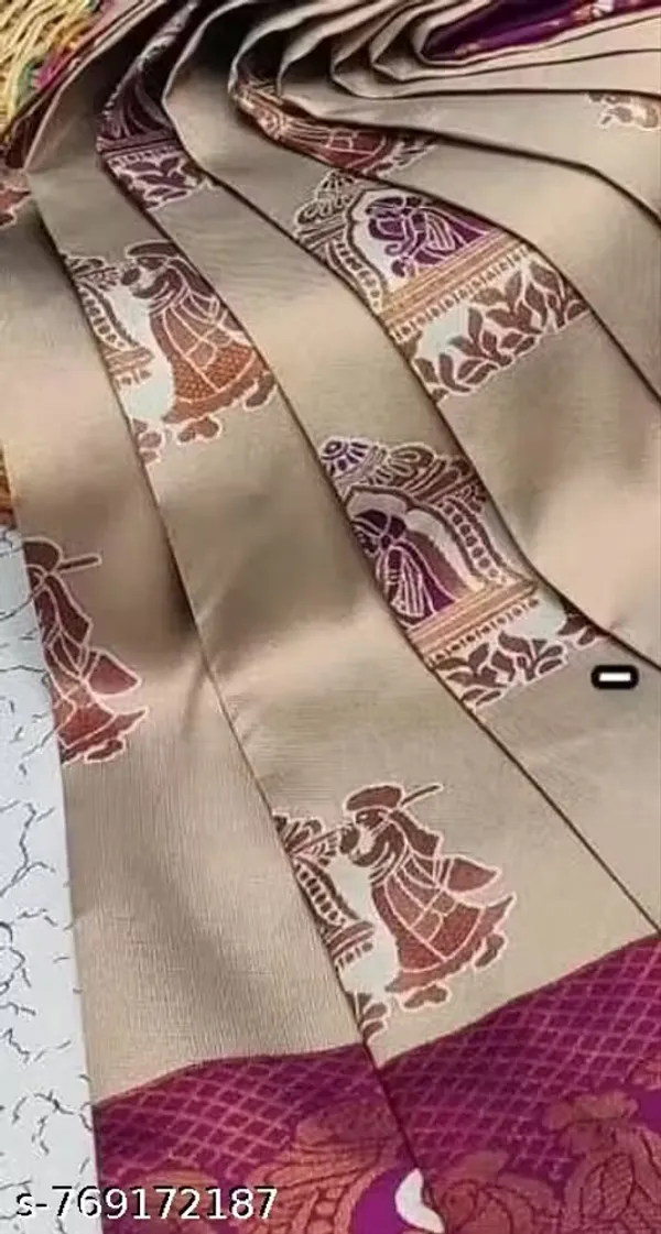 Royal_Cream_&_Magenta_Purple_Jacquard_Silk_Saree_–_Traditional_Baaraat_&_Elephant_Motif_Festive_Saree_with_Blouse_Piece