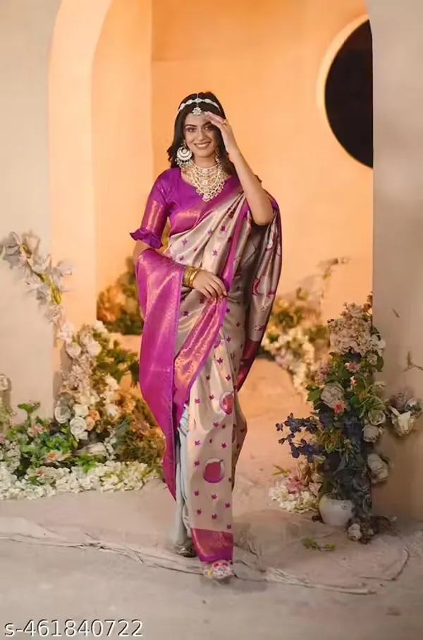 Royal_Magenta_&_Champagne_Gold_Banarasi_Silk_Saree_with_Intricate_Zari_Work