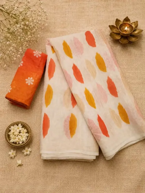 Sunrise_Dots_Pure_Linen_Cotton_Saree