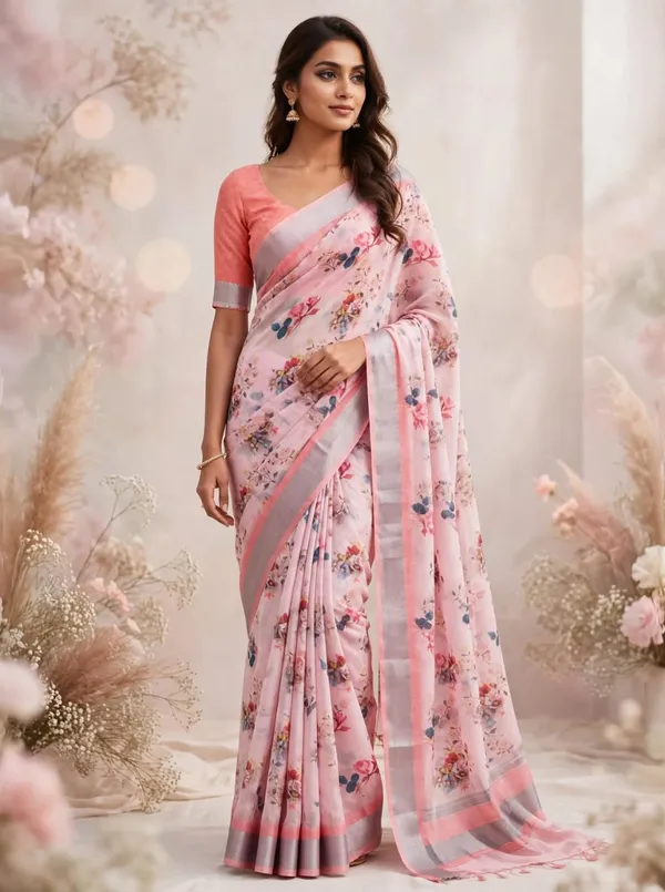 Rose_Pink_Floral_LINEN_Saree_for_Women_|_Designer_Festive_&_Party_Wear_Saree